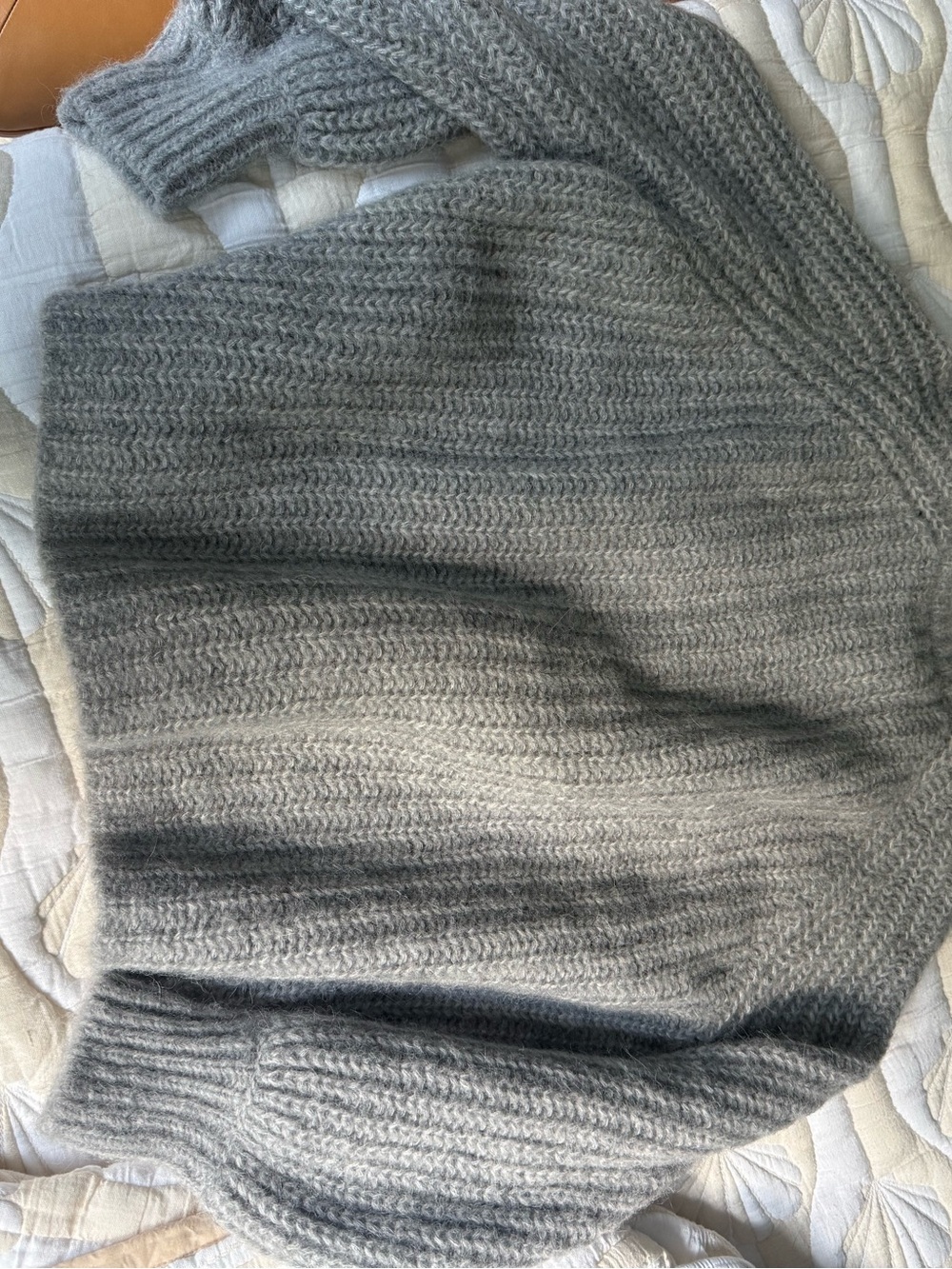 Sézane Emile Cardigan Mottled Grey Alpaca Wool Balloon Sleeve M - Picture 4 of 4